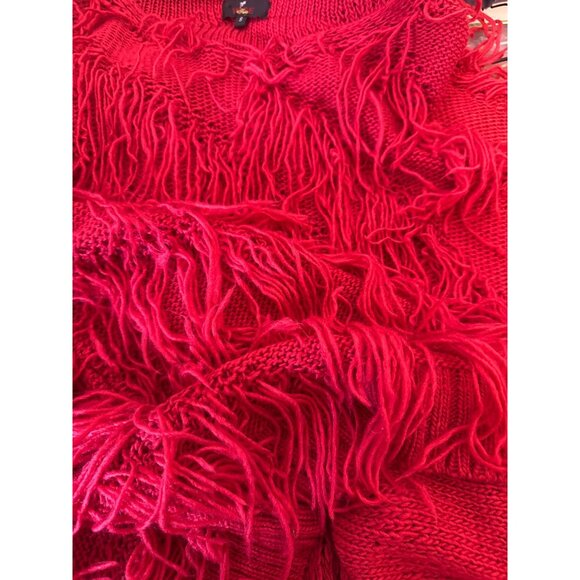 Wise Italy Red Fringe Sweater S 80% Acrylic 20% Wool - Picture 13 of 15